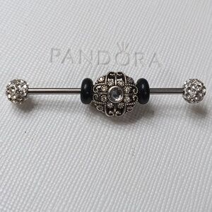 Pandora Vintage Stirling Silver Clear CZ Fairytale Bloom Single Charm.